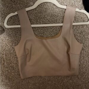 Square-Neck Crop Top in Taupe